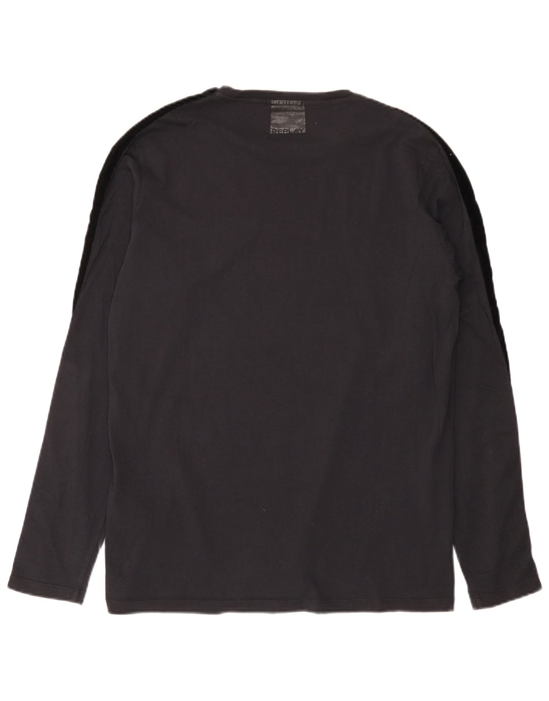 Replay Camiseta de hombre de manga larga de algodón con bloques de color negro grande