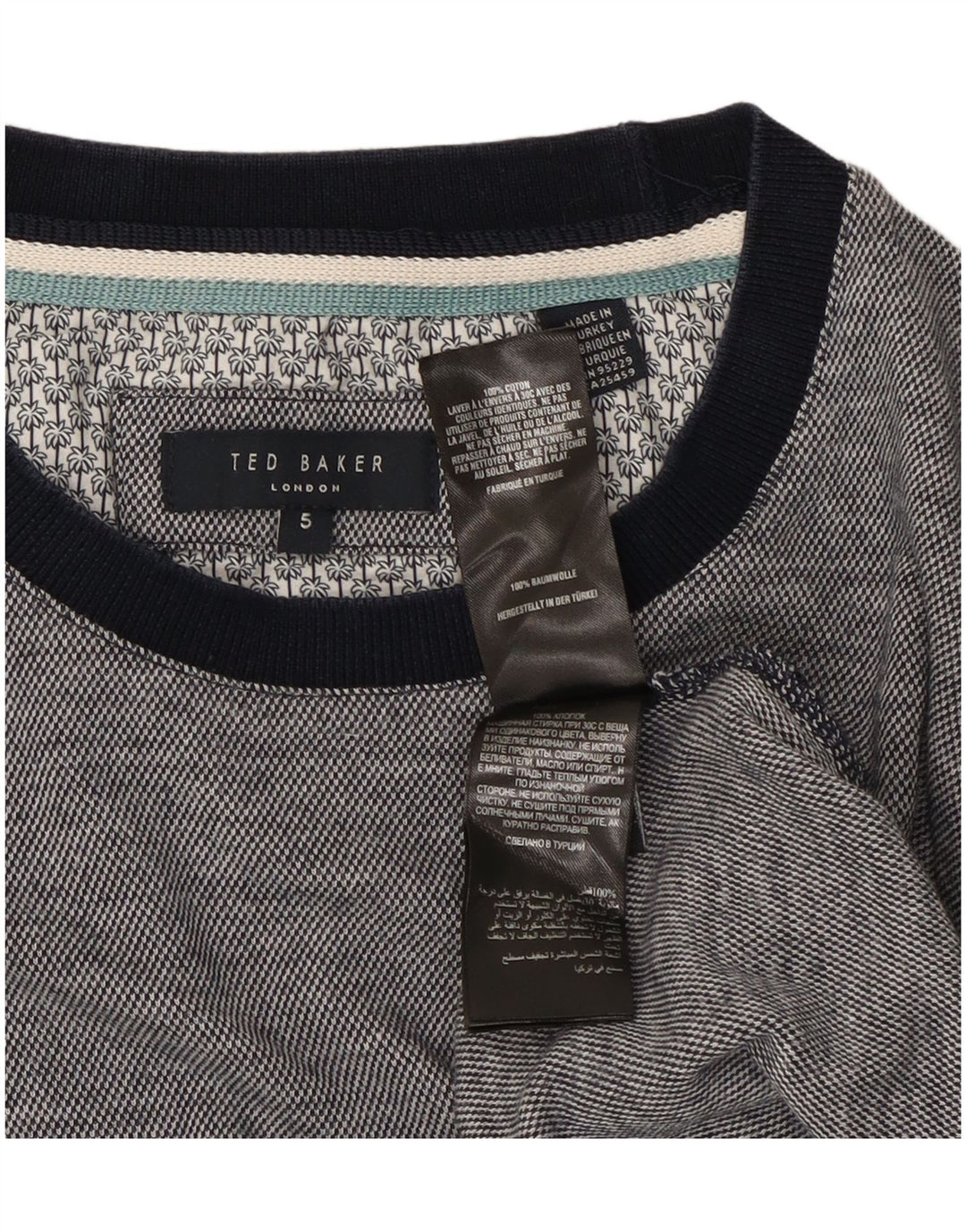 TED BAKER Sudadera para hombre Jumper Talla 5 XL Azul marino Algodón