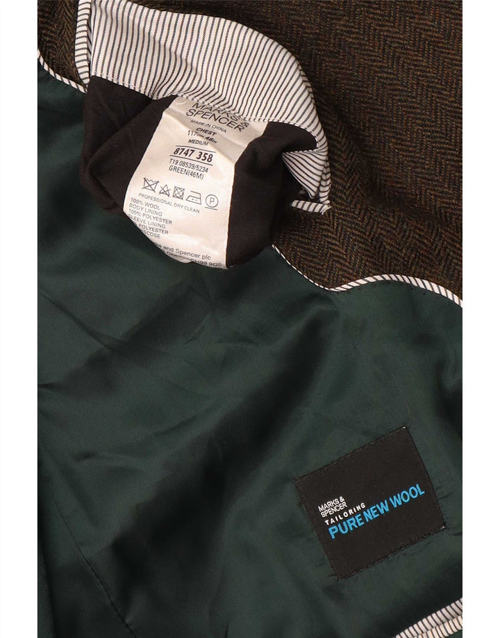 Marks & Spencer Chaqueta tipo blazer de 2 botones para hombre UK 46 XL Lana en espiga marrón