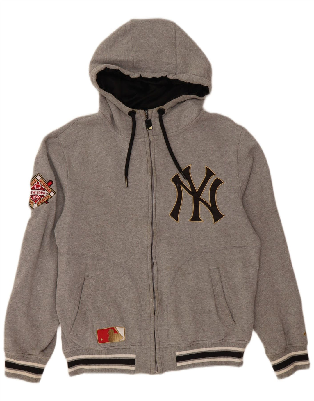 MAJESTIC Suéter con capucha y cremallera de los New York Yankees para mujer UK 14 Gris medio