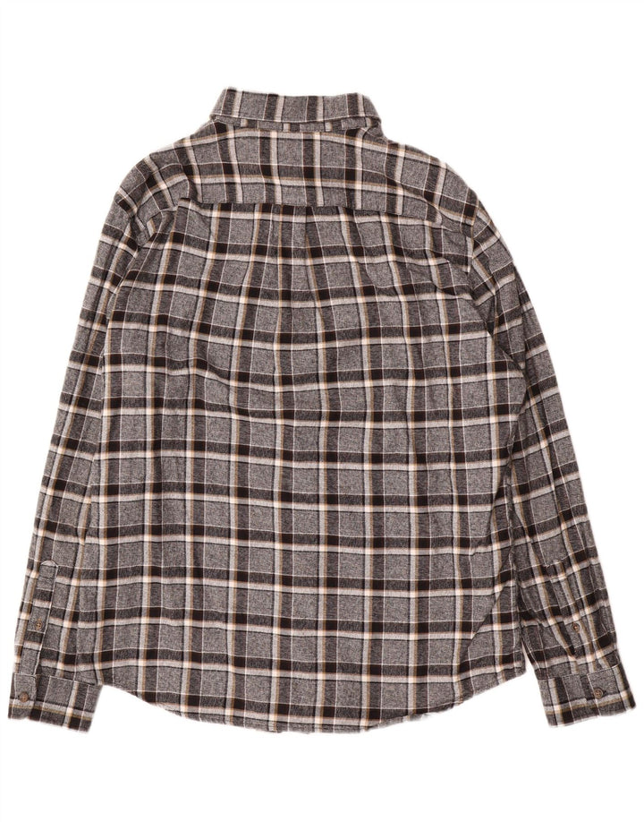 Marks & Spencer Camisa de franela para hombre Algodón a cuadros grises grandes