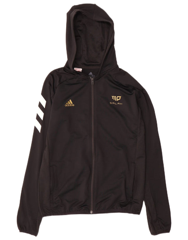 Adidas - Chaqueta de chándal con capucha Salah para niños, 13-14 años, color negro