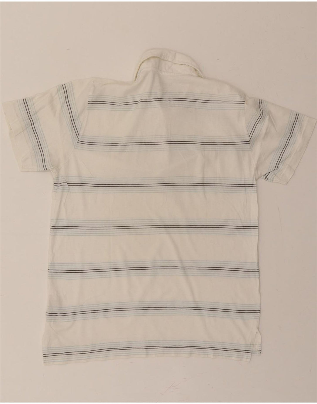 WOOLRICH Mens Polo Shirt Medium White Striped Cotton Vintage Woolrich and Second-Hand Woolrich from Messina Hembry 