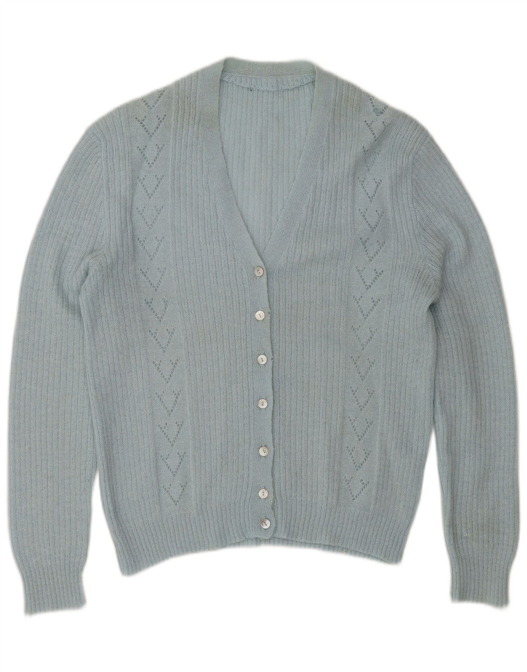 Vintage mujer Cardigan suéter Reino Unido 14 grande azul clásico