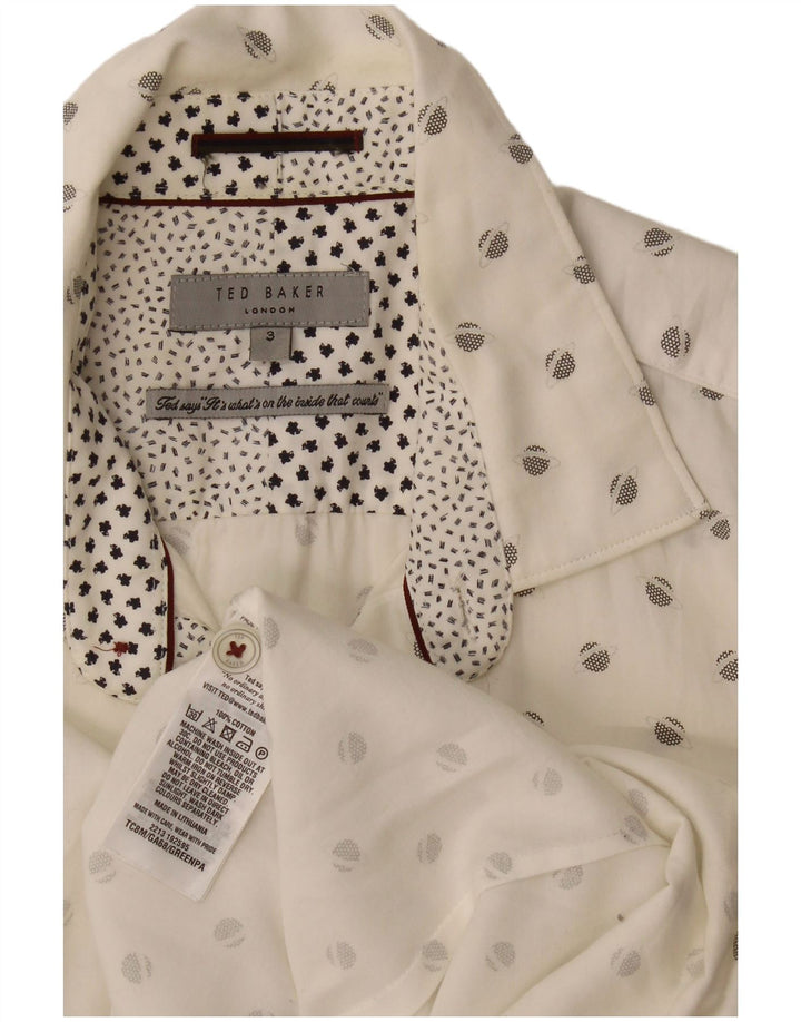 Ted Baker - Camisa con estampado abstracto para hombre, talla 3, algodón blanco mediano