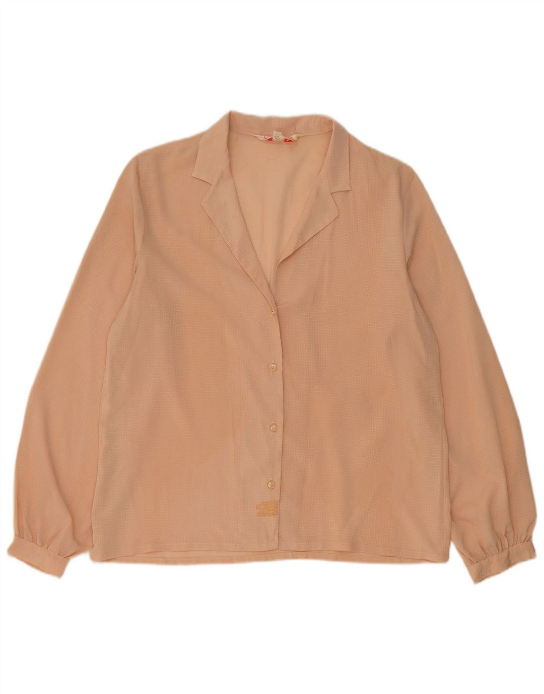 Vintage mujer camisa blusa Reino Unido 14 medio beige manchado