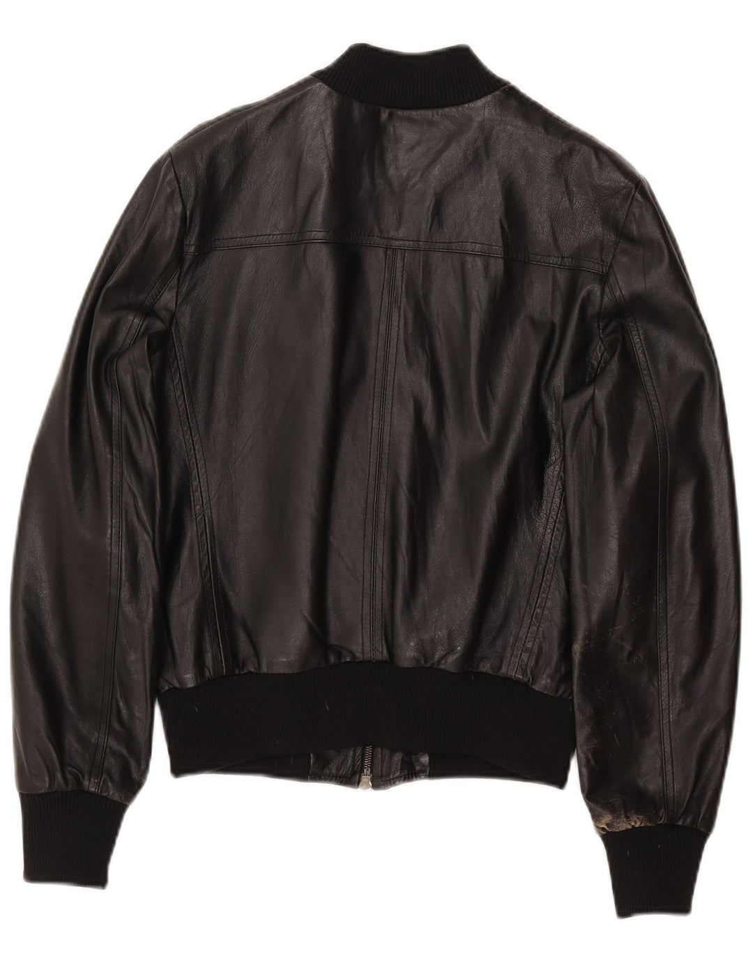 CINTI Chaqueta de cuero bomber corta para mujer IT 46 Cuero negro grande