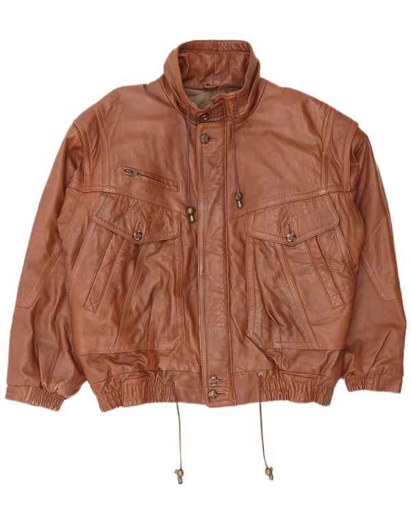 Vintage hombres chaqueta de cuero Reino Unido 40 marrón grande