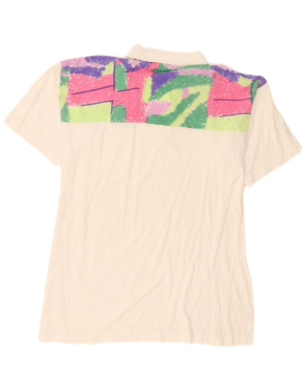 Polo vintage para hombre medio blanco geométrico