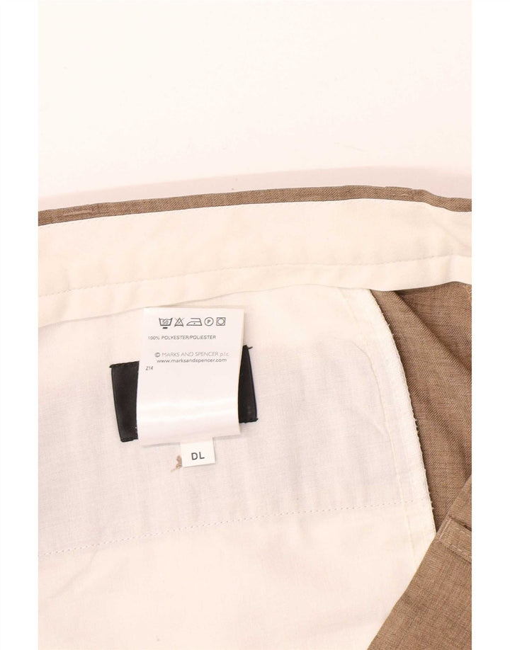 MARKS & SPENCER Pantalón de traje recto para hombre W38 L31 Poliéster beige