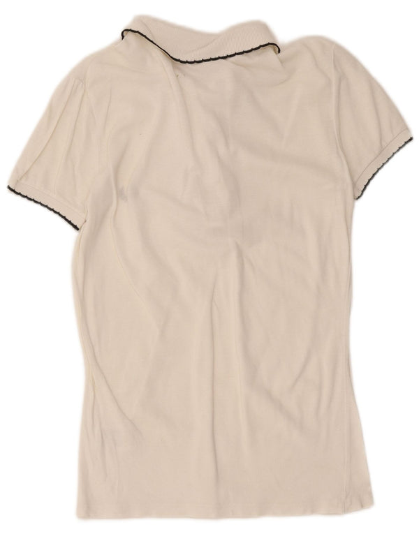 Fred Perry Polo para mujer UK 10 Small Off White Cotton