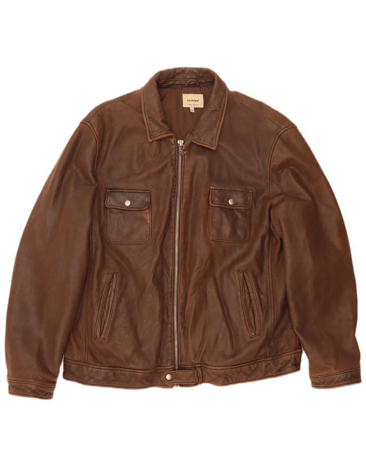Conbipel Chaqueta de cuero para hombre IT 58 2XL Cuero marrón