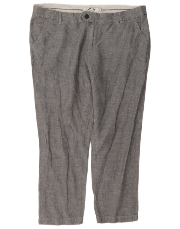 Pantalones chinos ajustados para mujer de Fat Face UK 40 Large W36 L26 Grey Linen