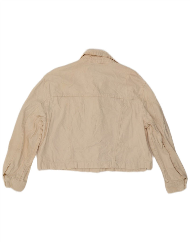 Zara Mujer Crop Chaqueta Vaquera Extragrande UK 10 Small Blanco