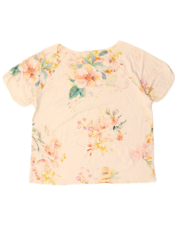 BENETTON Camiseta para mujer Top UK 46 Large Off White Floral