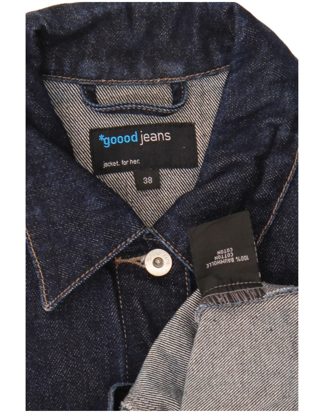 VINTAGE Chaqueta vaquera para mujer EU 38 Algodón azul marino medio