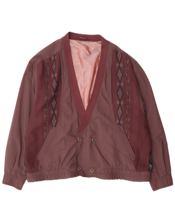Vintage hombres doble pecho bomber chaqueta IT 54 2XL púrpura geométrico