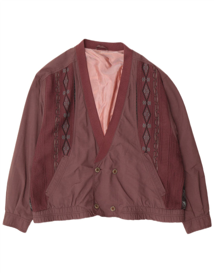 Vintage hombres doble pecho bomber chaqueta IT 54 2XL púrpura geométrico