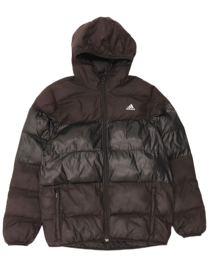 ADIDAS Chaqueta acolchada con capucha para mujer UK 46 Grande Poliéster color negro