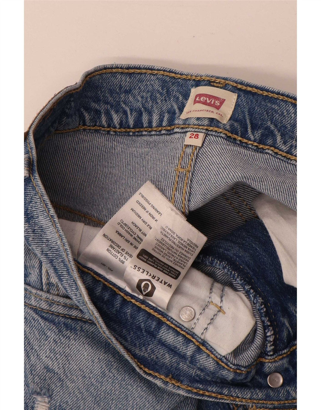 Vaqueros Acampanados Desgastados Levi's Mujer W28 L29 Algodón Azul