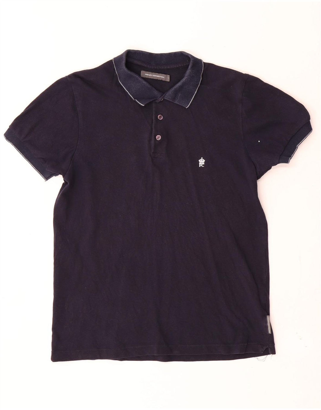 FRENCH CONNECTION Polo para hombre pequeño azul marino algodón