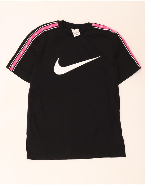 Nike Camiseta gráfica para hombre Top mediano negro de algodón con bloques de color
