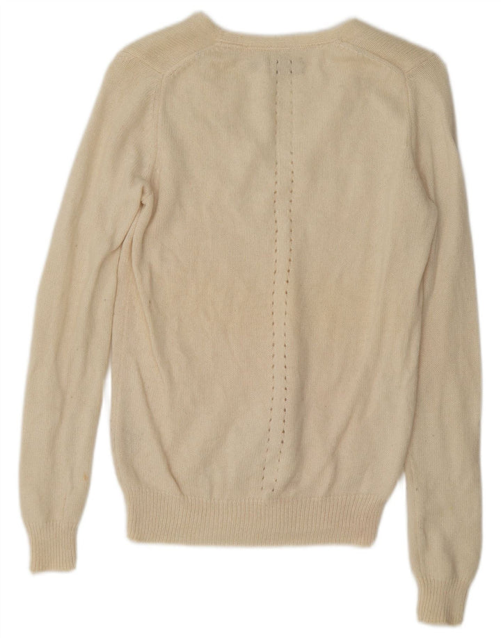 Massimo Dutti Jersey con Cuello en V para Mujer UK 44 Medium Off White Cashmere