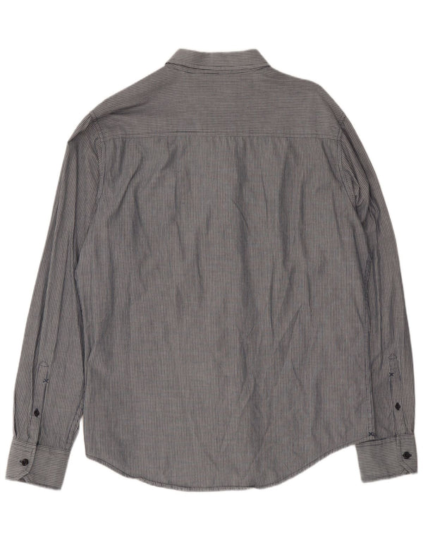Camisa Lee Hombre XL Algodón Gris Rayas Pintadas