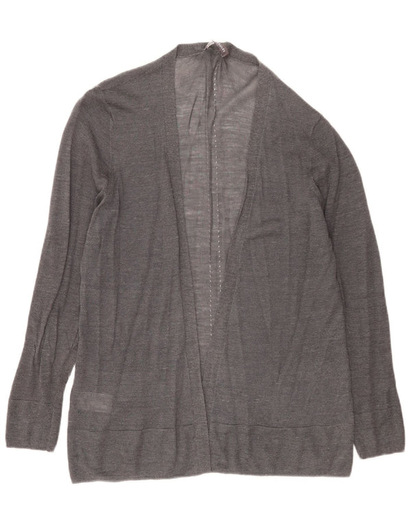 Laura Ashley Suéter tipo cárdigan abierto largo para mujer UK 46 Large Grey Ramie