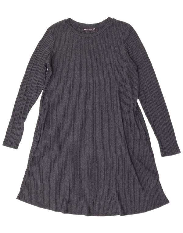 Marks & Spencer Vestido tipo jersey de manga larga para mujer UK 44 Grande Azul marino