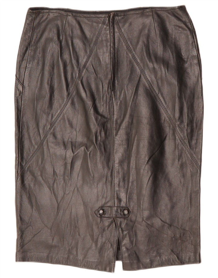 VINTAGE Falda de cuero para mujer W32 Grande Negro