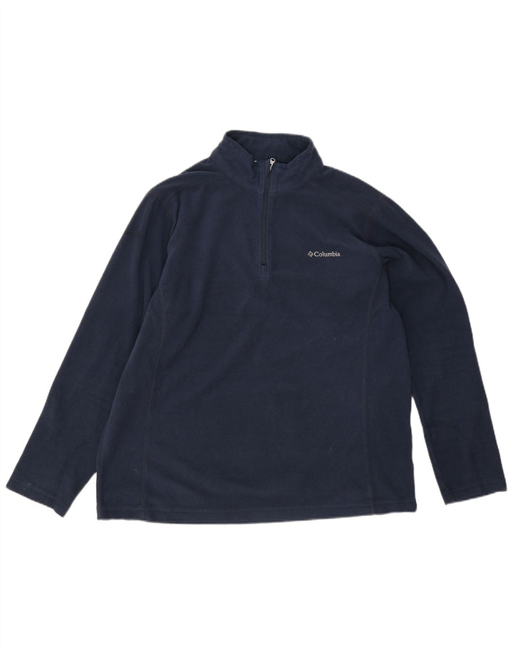 Columbia - Jersey de forro polar con cuello y cremallera para hombre, talla grande, azul marino