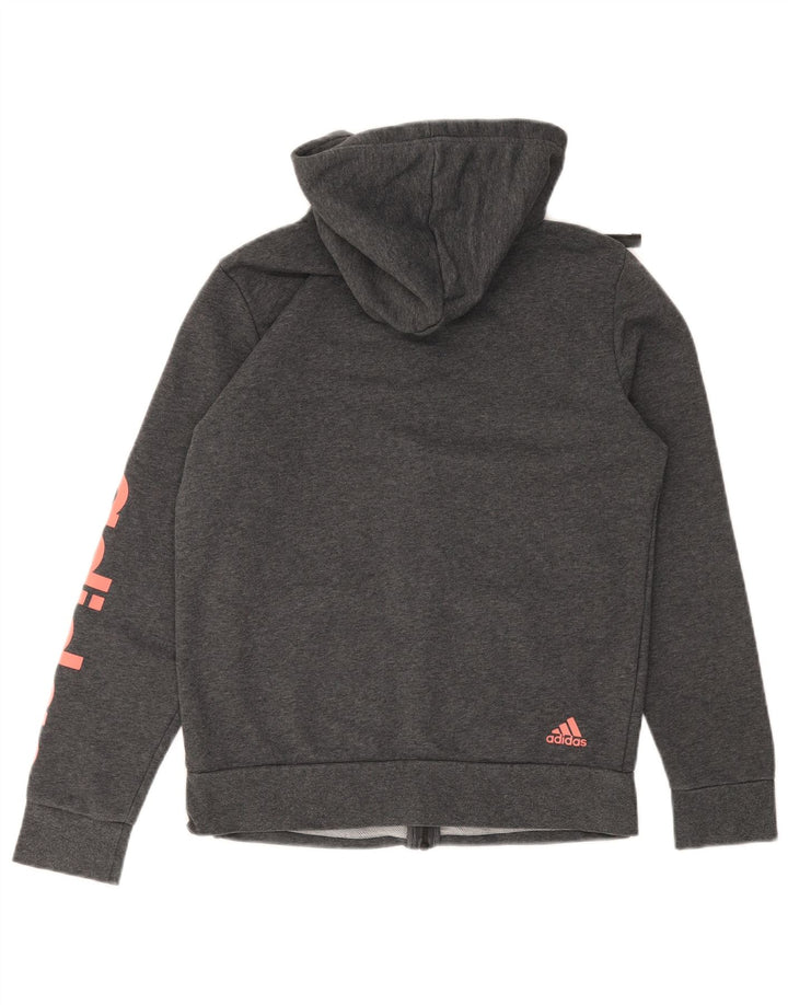 Adidas - Sudadera con capucha para hombre, diseño gráfico con cremallera, talla pequeña, color gris
