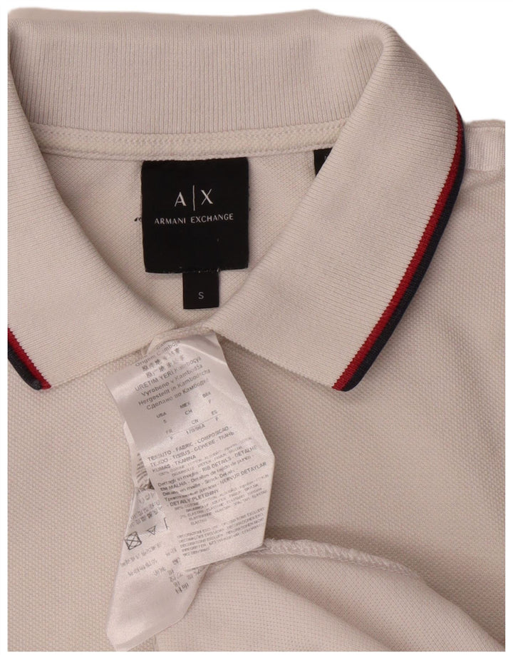 Armani Exchange Polo para hombre pequeño algodón blanco