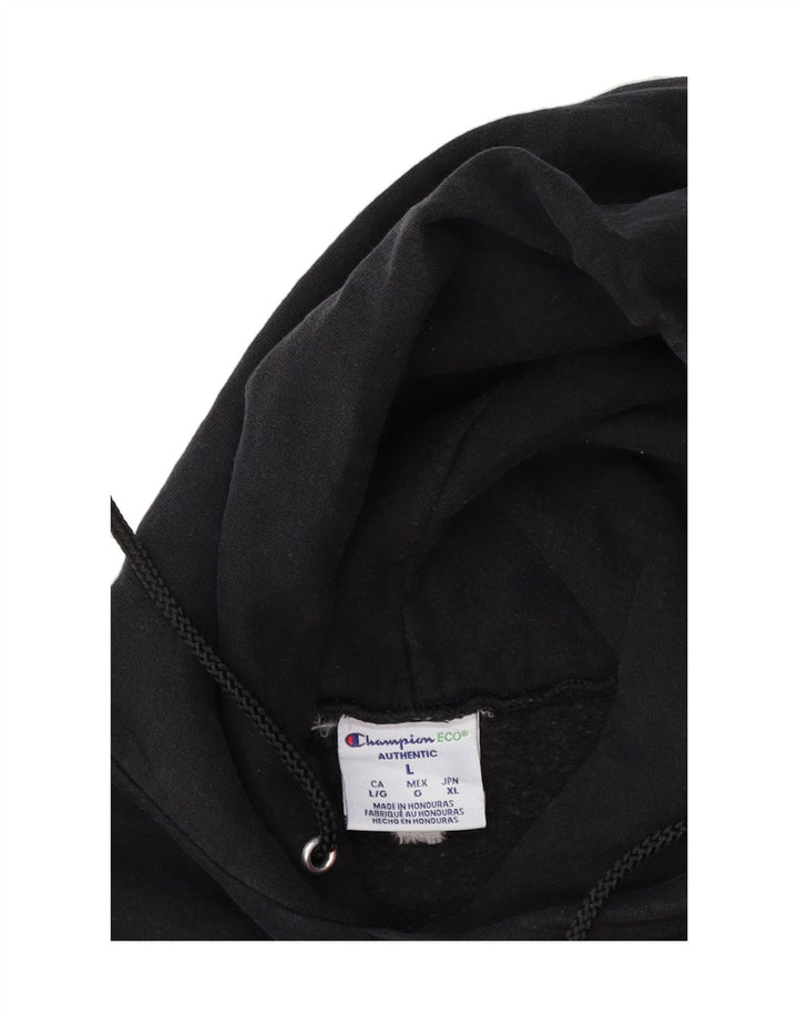 CHAMPION Mens Graphic Hoodie Jumper Large Black Vintage Champion and Second-Hand Champion from Messina Hembry 