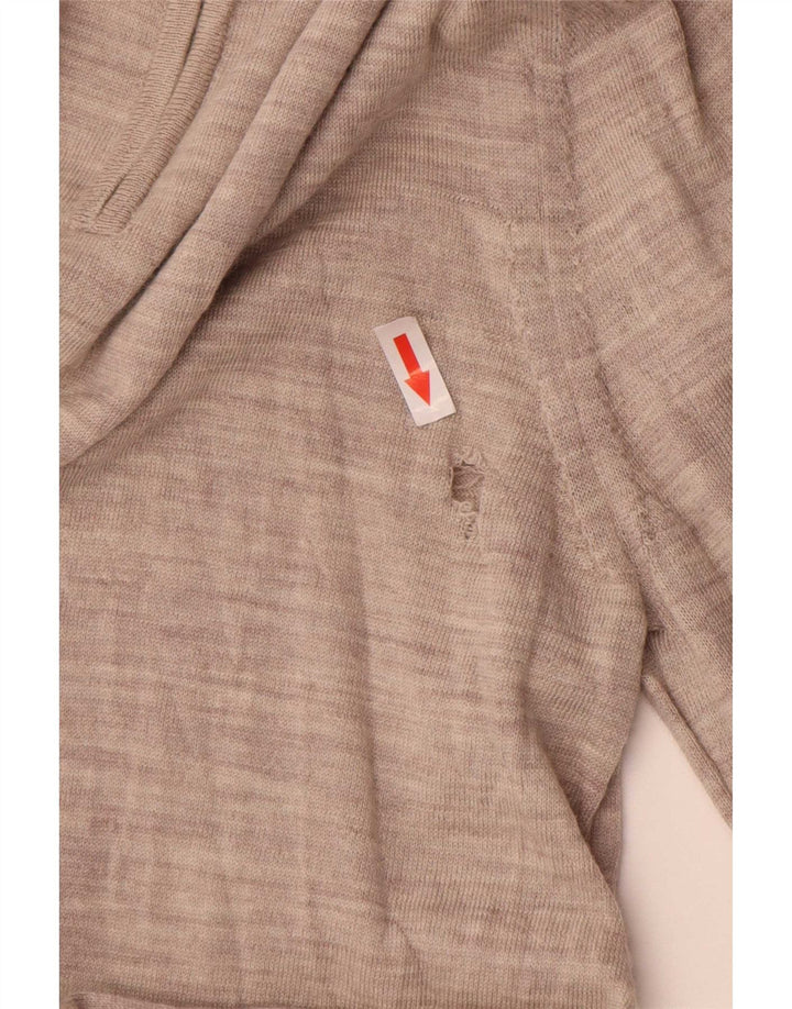 Jersey Reiss para hombre con cuello y cremallera de lana moteada gris grande