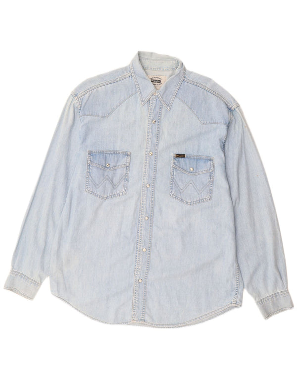 Wrangler Camisa Vaquera Occidental Para Hombre Algodón Azul Grande