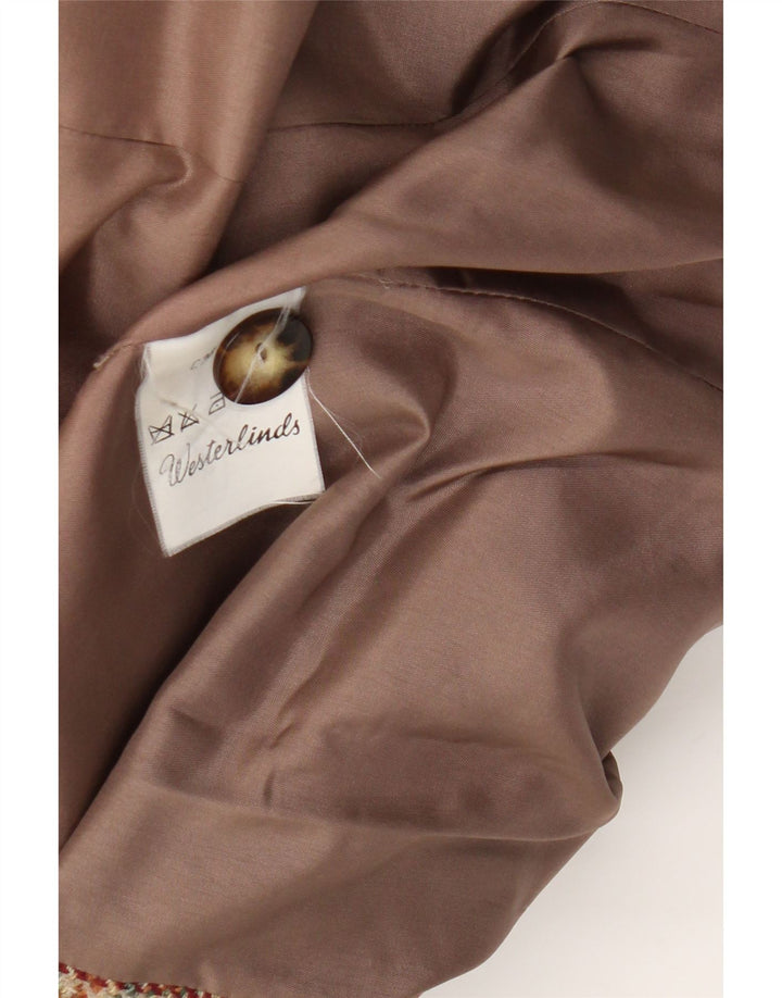 VINTAGE Womens 3 Button Blazer Jacket UK 14 Large Brown Check Acrylic Vintage Vintage and Second-Hand Vintage from Messina Hembry 
