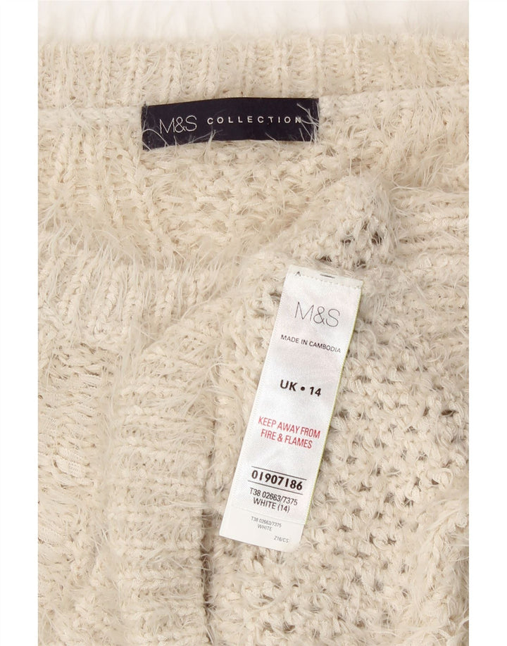 Marks & Spencer Suéter tipo jersey con cuello barco para mujer UK 40 Large Off White