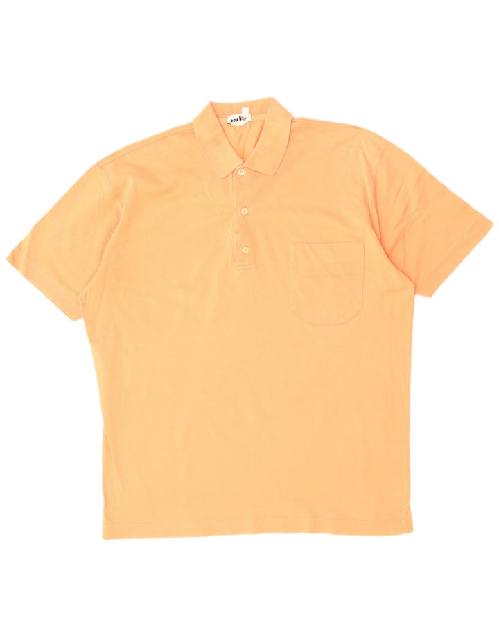 VINTAGE Mens Polo Shirt Medium Orange Cotton