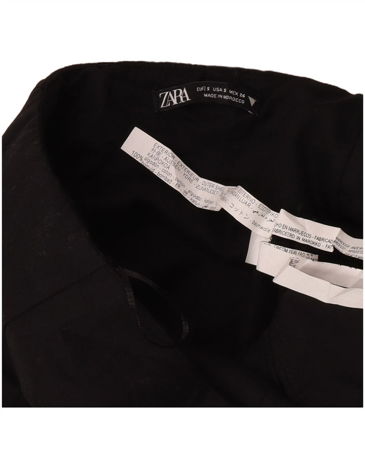 Zara Mujer Mono Sin Tirantes UK 10 Small Algodón Negro
