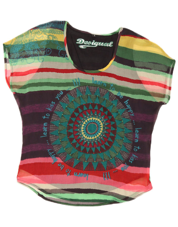 DESIGUAL Blusa extragrande para mujer UK 10 Small Multicolor Rayas