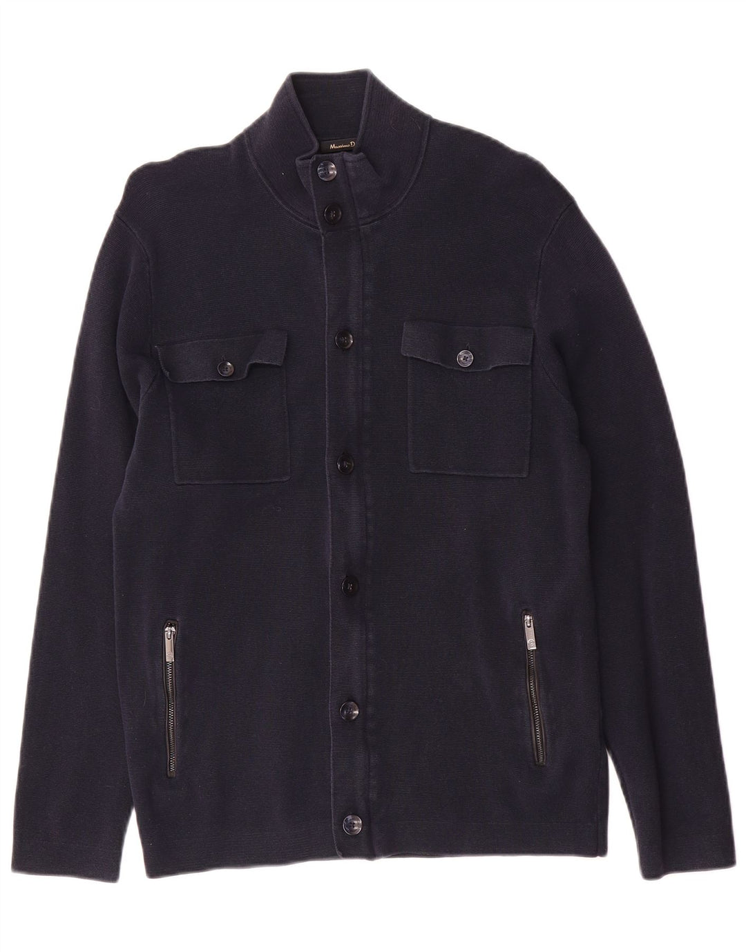 Massimo Dutti Jersey Cárdigan Hombre Mediano Azul Marino Algodón