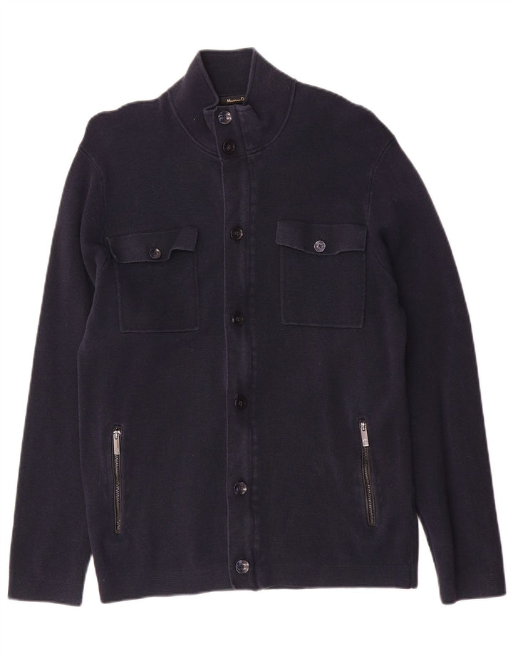 Massimo Dutti Jersey Cárdigan Hombre Mediano Azul Marino Algodón