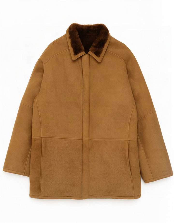 Vintage hombres shearling chaqueta IT 50 marrón grande