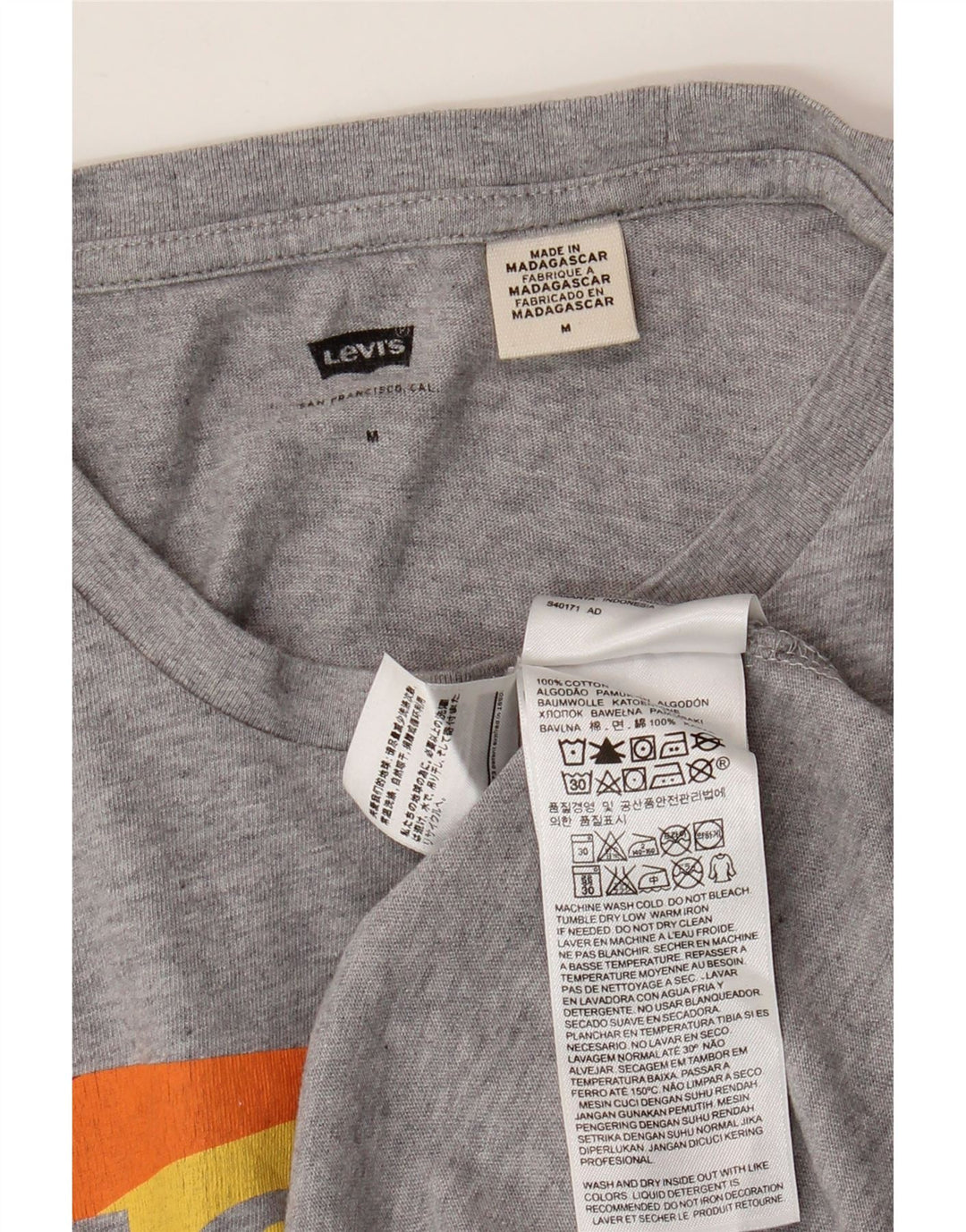 LEVI'S Camiseta gráfica para hombre Top de algodón moteado gris medio