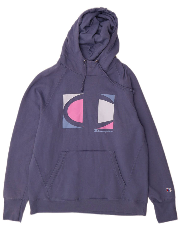 Champion Sudadera con capucha gráfica para mujer UK 46 Grande Algodón azul
