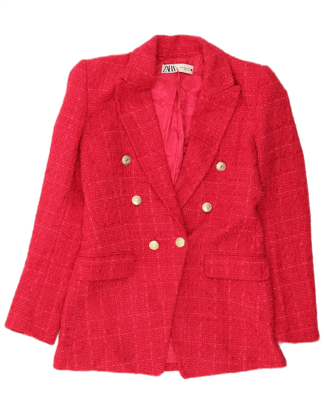 Zara Chaqueta Blazer De Doble Botonadura para Mujer UK 6 XS Pink Check