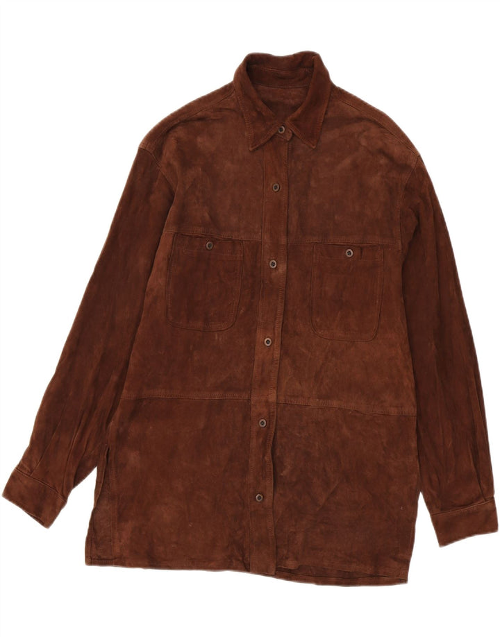Camisa de ante vintage para mujer IT 42 Marrón medio