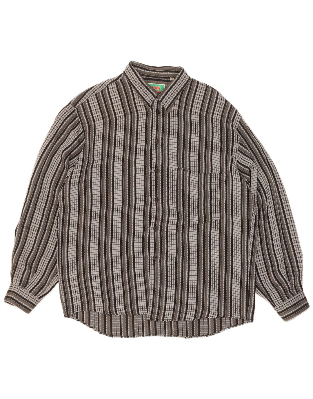 Camisa vintage para hombre de acetato a rayas grises grandes